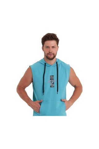 Adams Erkek Kapüşonlu Kanguru Cepli Kolsuz Sweatshirt 001