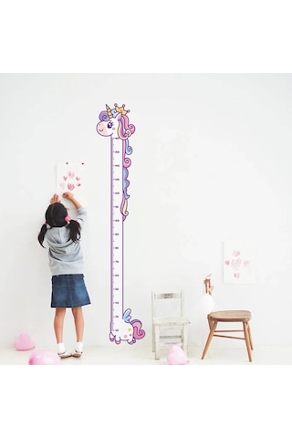 CajuArt Sevimli Unicorn Ahşap Kaliteli Çocuk Odası Boy Ölçer Dekor