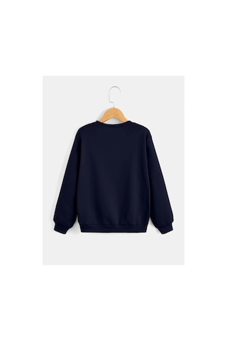 Los Angeles El Yazılı Eşofman Takımı Sweatshirt Jogger - Lacivert Baskılı Oversize Bisiklet Yaka Lacivert