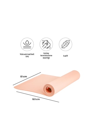 Yumuşak Ve Kaymaz Yüzeyli Yoga & Pilates Matı - 6mm Kalınlık, Hafif Ve Taşınabilir Spor Matı Pembe