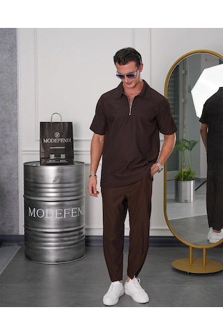 Modefendi Fermuar Detaylı Fitilli Oversize Alt Üst Takım Siyah