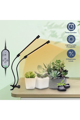 Symbee 3 Kafa Usb Bitki Büyüme Lambası - Tam Spektrum, 5 Seviye Parlaklık, 4/8/12 Saat Zamanlayıcı Ve Hafıza Özelliği Gösterildiği Gibi