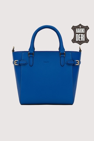 Hakiki Deri Kadın El Çantası Mavi Smr7922 Mavi