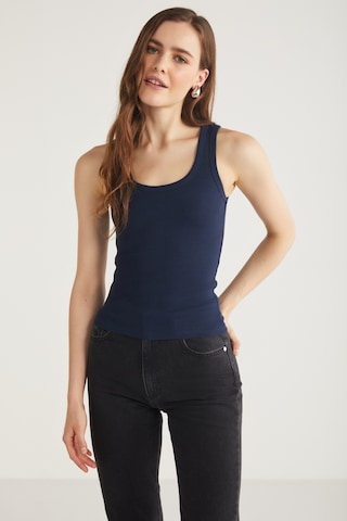 Ethıquet Lıllesol Kadın Fitilli Görünümlü Slim Fit Vücuda Oturan Havuz Yakalı Pamuklu Basic Lacivert