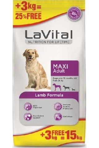La Vital Kuzu Etli Büyük Irk Yetişkin Köpek Maması 12+3 KG La Vital Kuzu Etli Büyük Irk Yetişkin Köpek Maması 12+3 KG