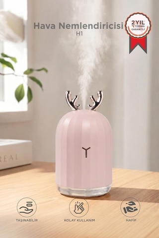 Hava Nemlendiricisi Buhar Makinesi 220 Ml Pembe H1 Ortam Ferahlığı Ofis Masası Ev Düzeni