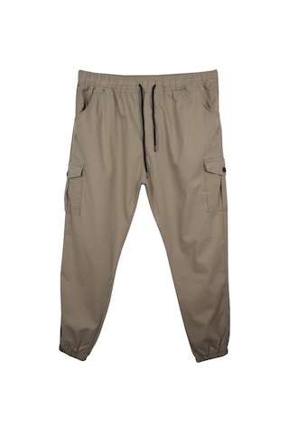 Kargo Cepli Büyük Beden Likralı Jogger Pantolon Bej