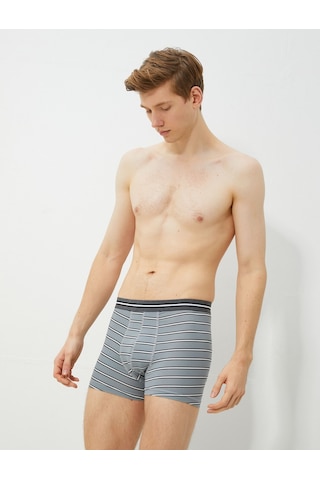 Koton 3'Lü Boxer Seti Beli Lastikli Gri Çizgili 3Slm90036Mk 3Slm90036Mk03K