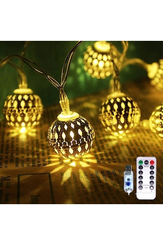 Shineyee Renkli Led Toplum Işık Zinciri, Noel Dekorasyonu, Usb Kumandalı 8 Fonksiyonlu, Islak Beyaz, 6m 40 Işık