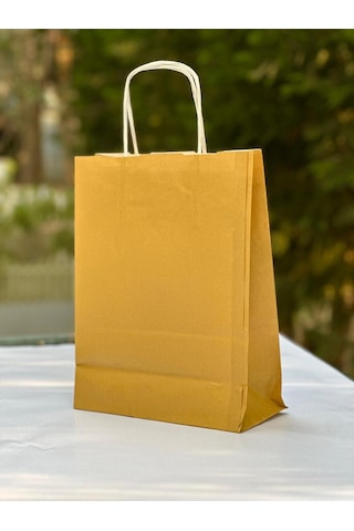 1.kalite 18x8x24cm 1 Li Yağ Yeşili Renkli Kraft Kağıt Çanta Hediye Poşeti Hediye Paketi Kraft Çanta