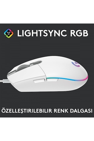 LOGITECH G G102 LIGHTSYNC OYUNCU MOUSE BEYAZ 910-005824