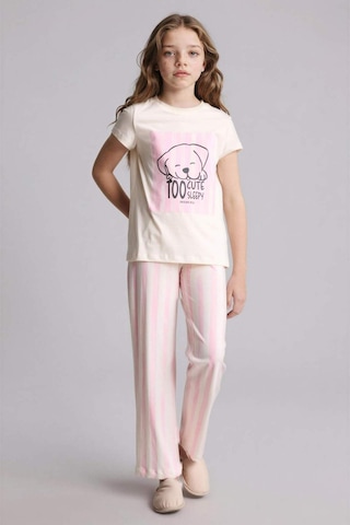 Defacto Regular Fıt 2li Pijama Takımı Kız Çocuk H0153a826sper233 Ekru-er233