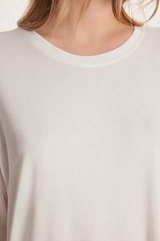 Tudors Kadın Modal Kumaş Regular Fit Kısa Kollu Bisiklet Yaka Ekru Tişört-34276 Ekru