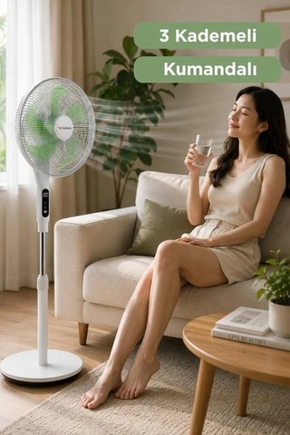 Delux Serisi Vantilatör 16 Inc 50w Fan Sf05 Beyaz Akıllı Havaçık Bireysel