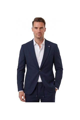 Deep Sea Deepsea Lacivert Premium Çizgi Dokulu Slim Fit Likralı 2 Li Erkek Takım Elbise 2600821