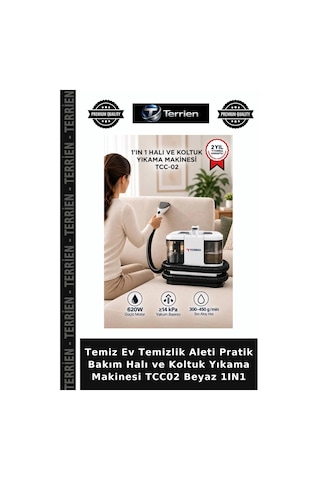 Temiz Ev Temizlik Aleti Pratik Bakım Halı Ve Koltuk Yıkama Makinesi Tcc02 Beyaz 1ın1