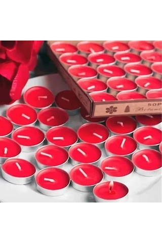 Kırmızı Tealight Mum 25 Adet Kırmızı