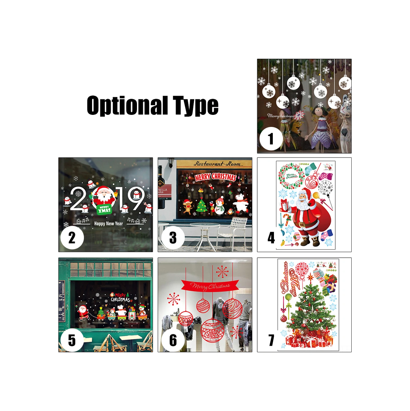 Hombey Noel Dekorasyonu Pvc Duvar Sticker - Kaldırılabilir Pencere Vitrin Ornamente M-122 Diğer