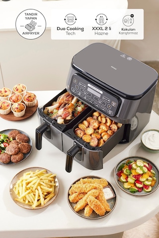 Karaca Air Pro Cook Duo Tandır XXXL 4+4 Litre Airfryer Fritöz 8 Kişilik