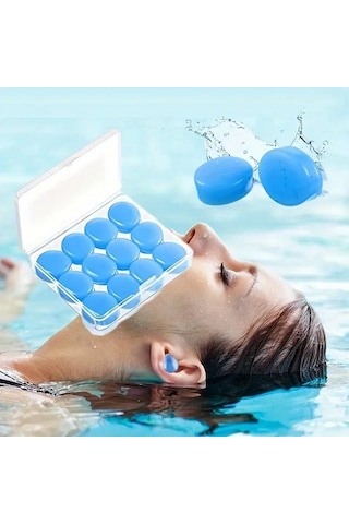 12 Adet Yeniden Kullanılabilir Silikon Kulak Tıkacı Yüzme & Uyku