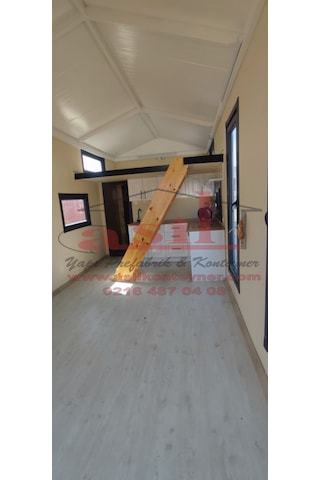 32 M² Loft Katlı, V Çatı + Verandalı Ahşap Desen Betopanlı Konut