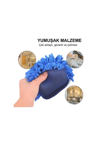 Lexroo Mikrofiber Oto Araba Yıkama Süngeri, Araç Yıkama Bezi, Oto Süngeri Mikrofiber El Tutmalı Mavi