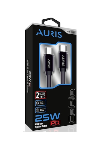 Auris CB46 25 W Type C To Type C Şarj Kablosu 2 M