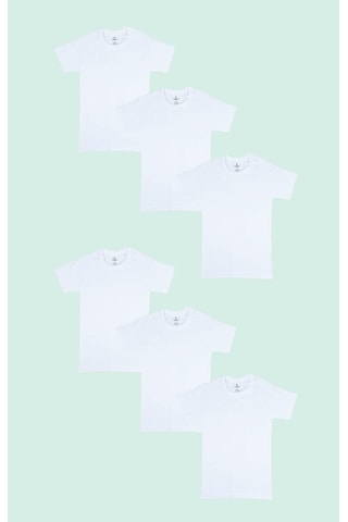 Ceylanoğlu 6'lı Ribana Erkek Çocuk 0 Yaka Fanila-329 Beyaz