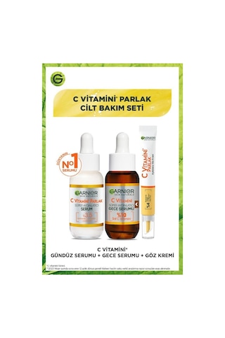 Garnier C Vitamini Parlak Süper Aydınlatıcı Gece + Gündüz Serumu 2 x 30 ML + Aydınlatıcı Göz Kremi 15 ML