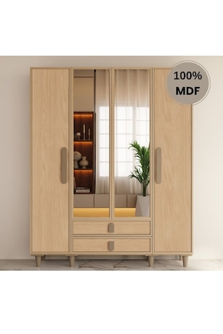 Karanfil 4 Kapak Mdf Ayaklı Tasarım Gardırop Rota