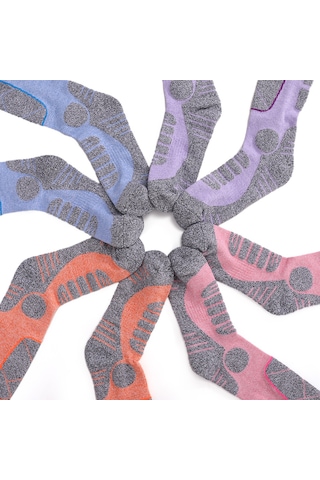 Geeksen Kadınlar İçin Knee-high Kayak Çorabı, Yumuşak Pamuk, Hızlı Kuruyan, Ventile Edici, Kompresyon Sağlar - Mor 35-39 Numara Mor