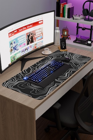 Topography Kaymaz Dikişli Kauçuk Oyuncu Mousepad V5 - 90x40 Xxl Gaming Mouse Pad Fare Altlığı