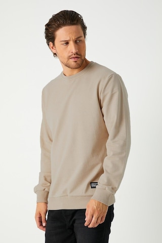 Mmetalic Erkek Bej Basic Bisiklet Yaka Regular Fit Normal Kesim 2 İplik Sweatshirt Bej