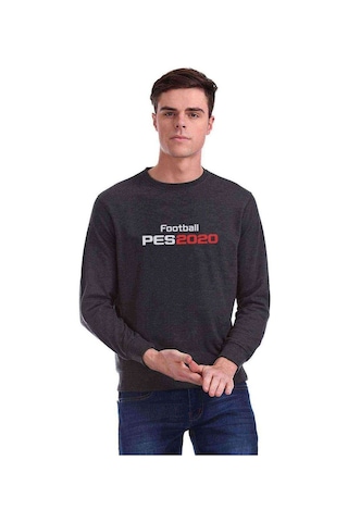 Pes 2020 S Baskılı Füme Erkek Örme Sweatshirt