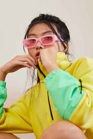 Tommy Life Limon Etek Ucu Büzgülü Yarım Fermuarlı Oversize Kadın Polar Sweatshirt - 97238 Limon Sarısı