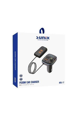 Sunix Pd 30w Şarj Ve Rgb Led Işıklı Araç Modülatörü Mdl-17