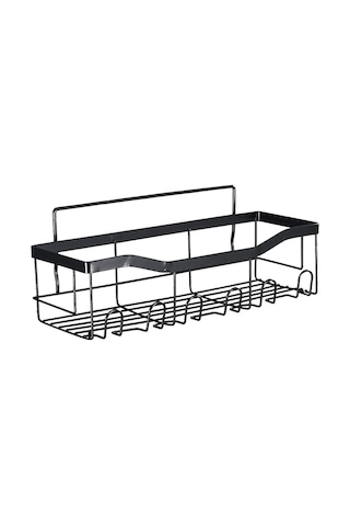 2 Adet / Takım 6 Kanca Yumruksuz Karbon Çelik Depolama Sepeti Banyo Drenaj Organizasyon Rafı Gümüş