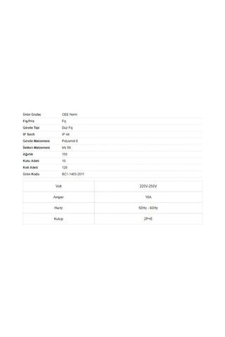 Bemis 3X16 A Cee Norm Fiş Bc1-1403-2011