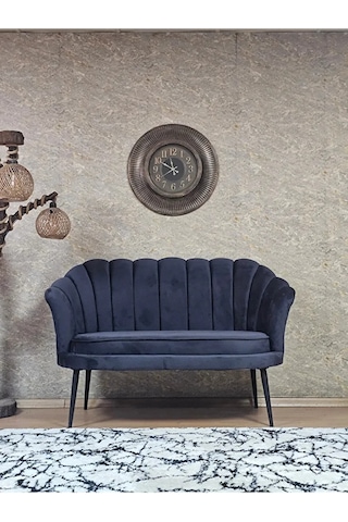 İkili İstiridye Siyah Boyalı Sivriltme Ayak Çay Seti Koltuk İkili Çok Renkli