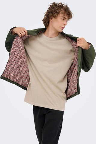 Only & Sons Kosmo Kadife Yaka Erkek Yeşil Ceket - 22034856-on Yeşil