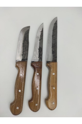 Yatağan El Yapımı Dövme Çelik 3'lü Bıçak Seti