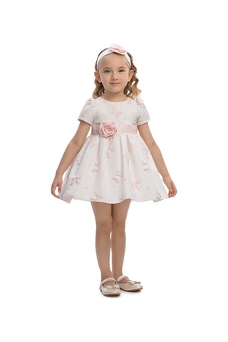 Pamina Kids Kız Bebek Kurdele Motifli Ve Çiçekli Saç Bandı Detaylı Doğum Günü - Partielbisesi 6-24 Ay 36171pr-pembe-2435 Pembe