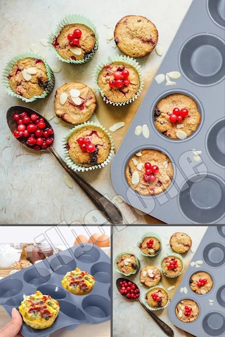 Tilbe Home 12'li Silikon Muffin Kalıbı Kurabiye Tatlı Cupcake Kek Kalıbı Yapışmaz Gıdaya Uygun Pişir Gri