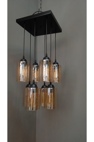 8'li Gold Boru Camlı Sarkıt Avize Gold