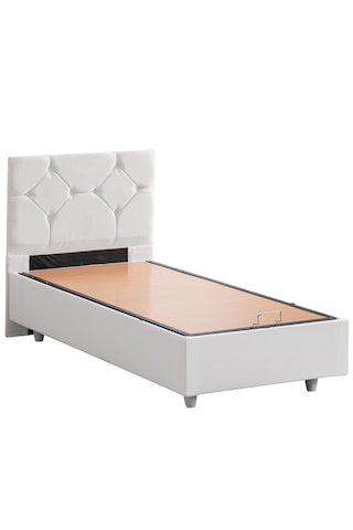 Glamis İkili Set, Glamis Tek Kişilik Baza Başlık Seti Beyaz 90 x 190