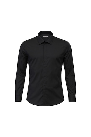 Erkek Klasik Gömlek Pamuklu Esnek Kumaş,slim Fit Uzun Kollu, Fransız Manşetli Plus Scorpion Siyah