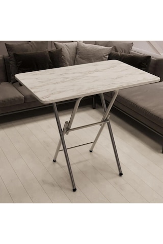 Katlanır Masa Kırma Masa 60x90 Beyaz Mermer Desen Çalışma Masası