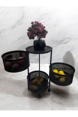 Magic Objects 3 Katlı Siyah Açılır Kapanır Sebzelik Siyah
