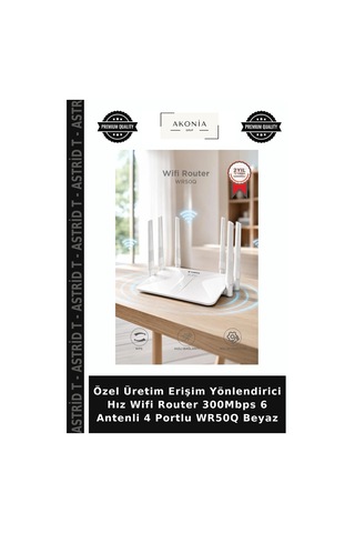 Özel Üretim Erişim Yönlendirici Hız Wifi Router 300mbps 6 Antenli 4 Portlu Wr50q Beyaz
