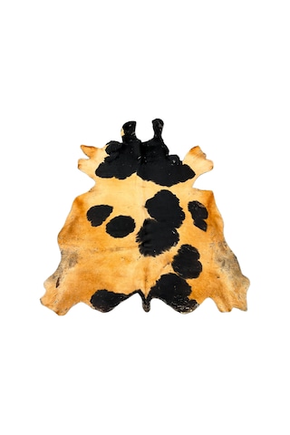 Doğal Renkli Dana Postu Halı - Naturel Halı Post Oranj-siyah